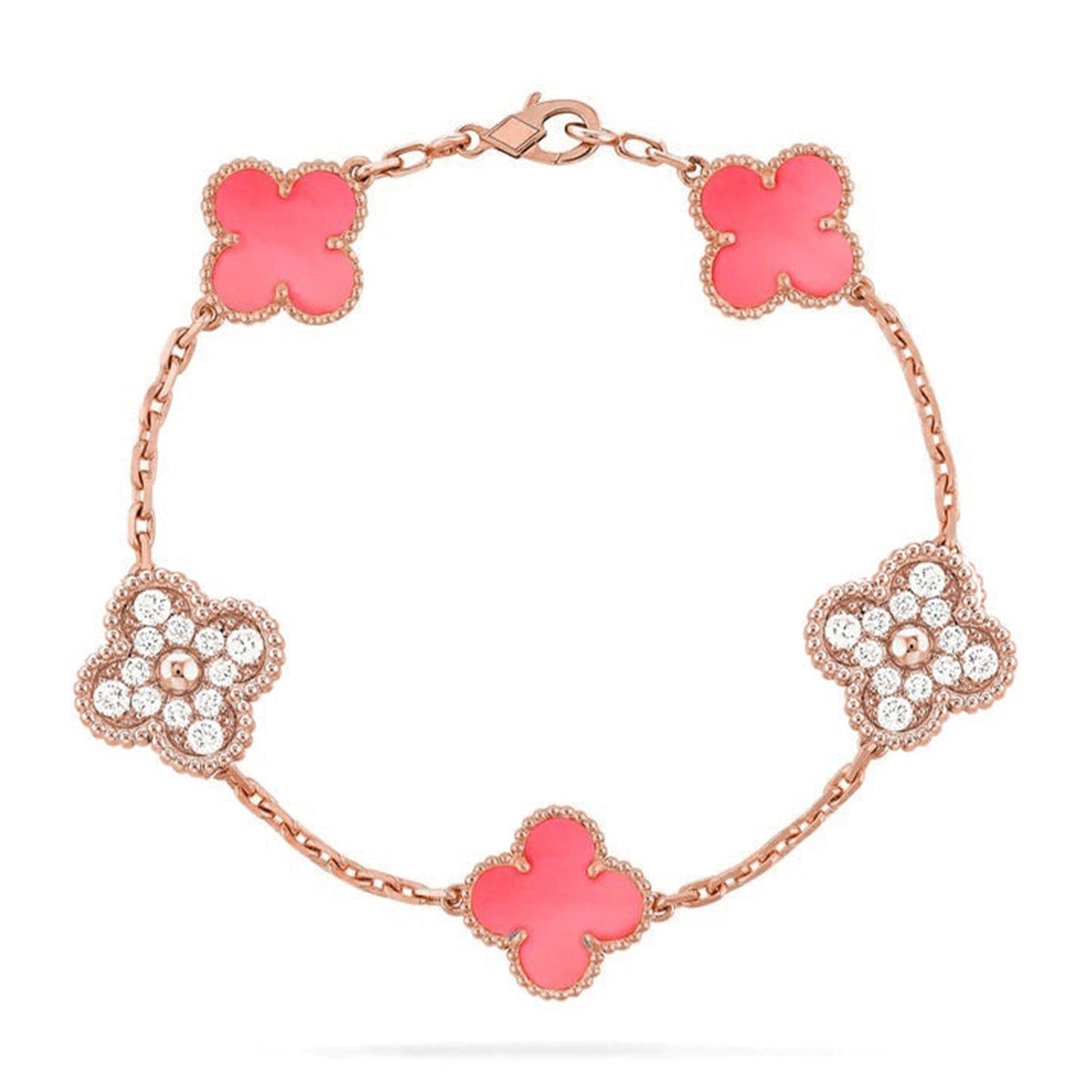 [Elowen Jewels] CLOVER 5 MOTIFS  PINK MOP BRACELET COLLECTION