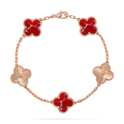 [Elowen Jewels]CLOVER 5 MOTIF RED PATTERN BRACELET COLLECTION