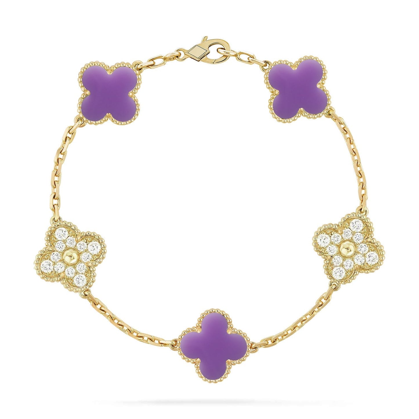 [Elowen Jewels]CLOVER 5 MOTIF LIGHT PURPLE BRACELET COLLECTION