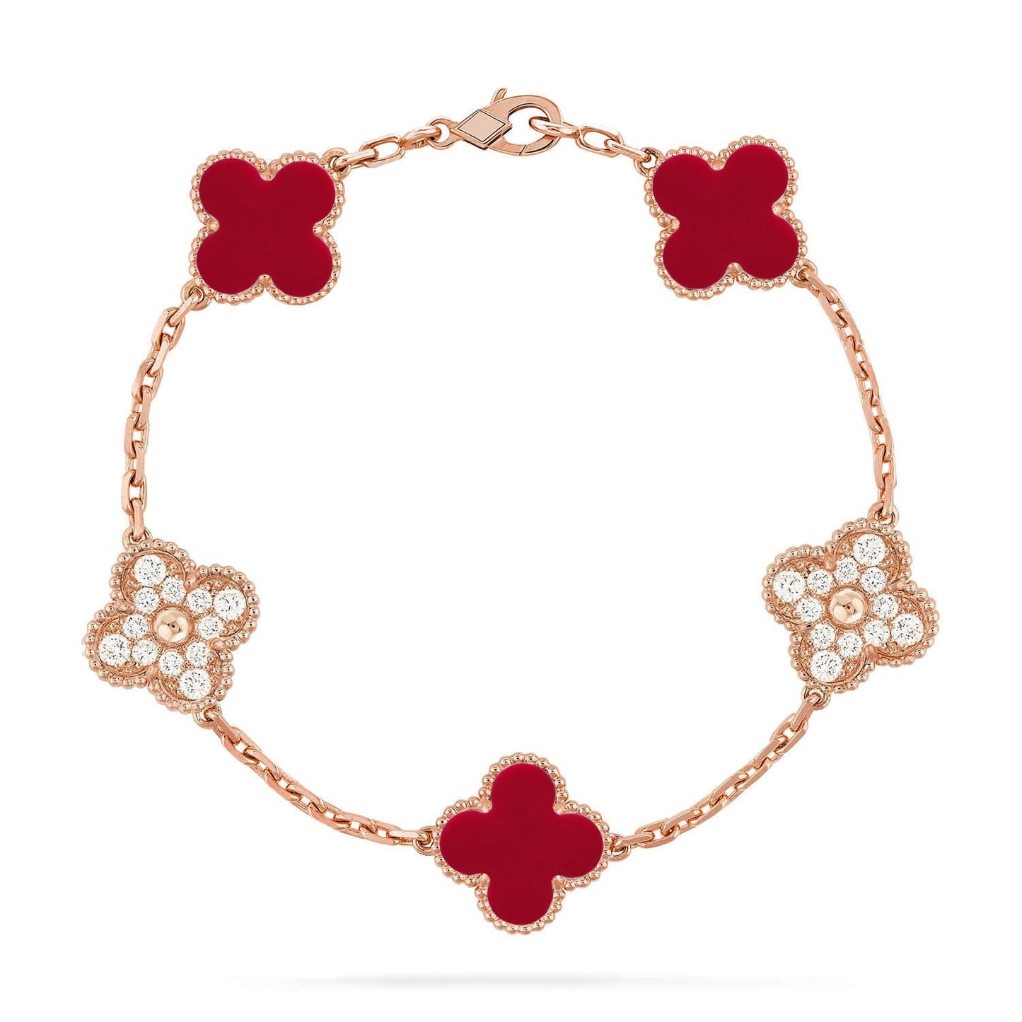 [Elowen Jewels] CLOVER 5 MOTIF RED CORNELIAN BRACELET COLLECTION