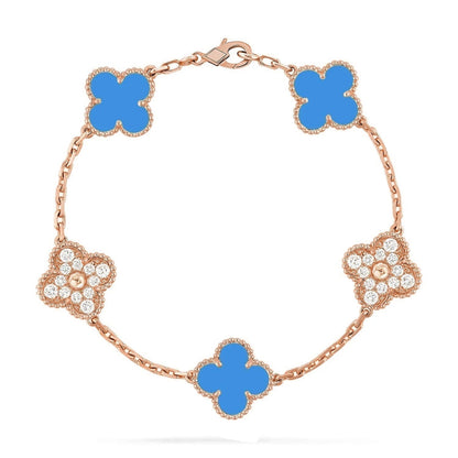 [Elowen Jewels] CLOVER 5 MOTIF BLUE AGATE BRACELET COLLECTION