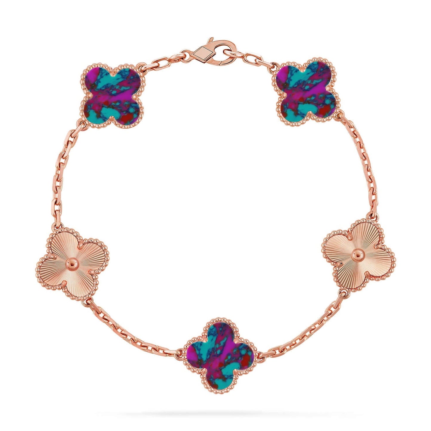 [Elowen Jewels]CLOVER 5 MOTIF COLOR GEMSTONES BRACELET COLLECTION