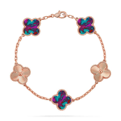 [Elowen Jewels]CLOVER 5 MOTIF COLOR GEMSTONES BRACELET COLLECTION