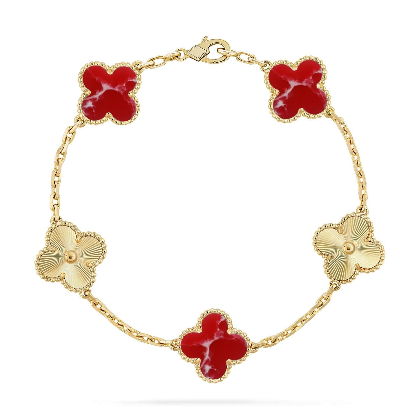 [Elowen Jewels]CLOVER 5 MOTIF RED PATTERN BRACELET COLLECTION