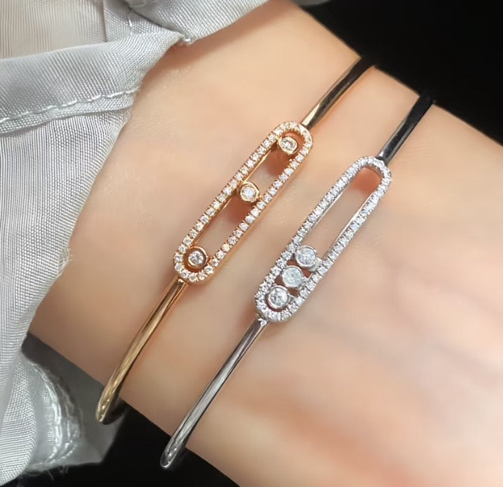 [Elowen Jewelry]Move Pavé Diamond Bangle Bracelet M