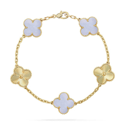 [Elowen Jewels] CLOVER 5 MOTIF PURPLE CHALCEDONY BRACELET COLLECTION