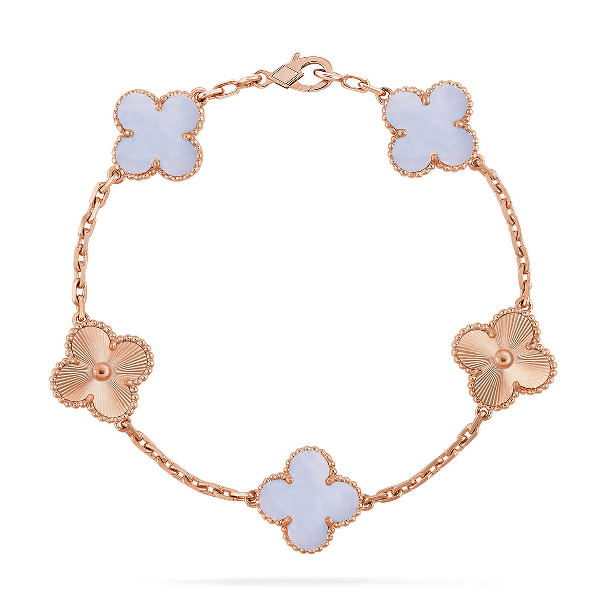 [Elowen Jewels] CLOVER 5 MOTIF PURPLE CHALCEDONY BRACELET COLLECTION