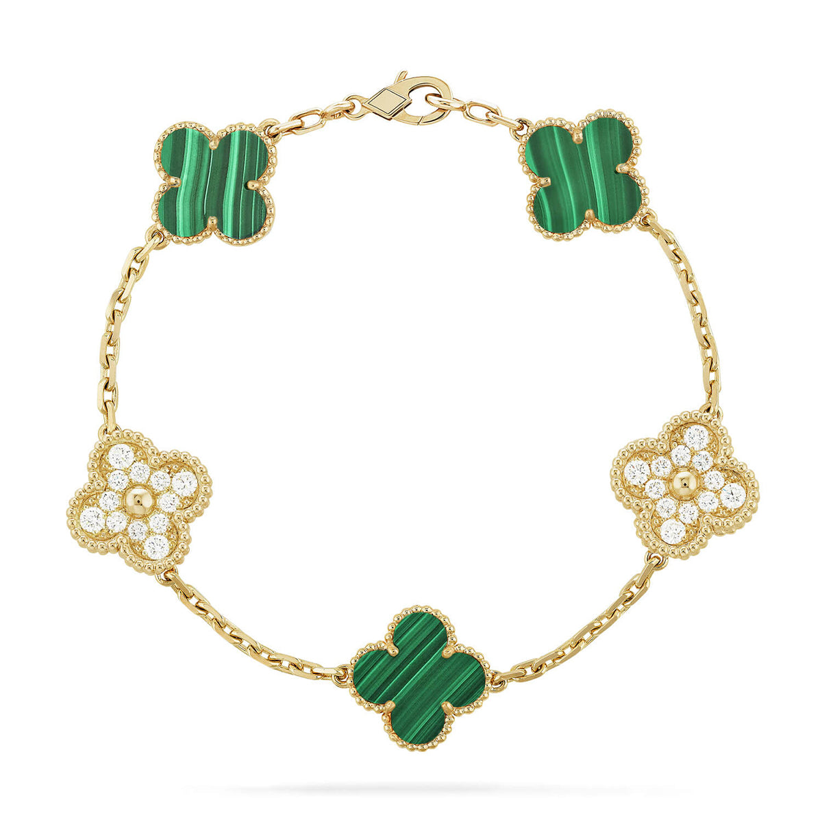 [Elowen Jewels] CLOVER 5 MOTIF MALACHITE BRACELET COLLECTION