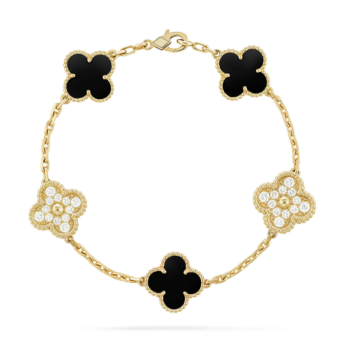 [Elowen Jewels] CLOVER 5 MOTIF ONYXS BRACELET COLLECTION