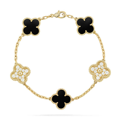 [Elowen Jewels] CLOVER 5 MOTIF ONYXS BRACELET COLLECTION