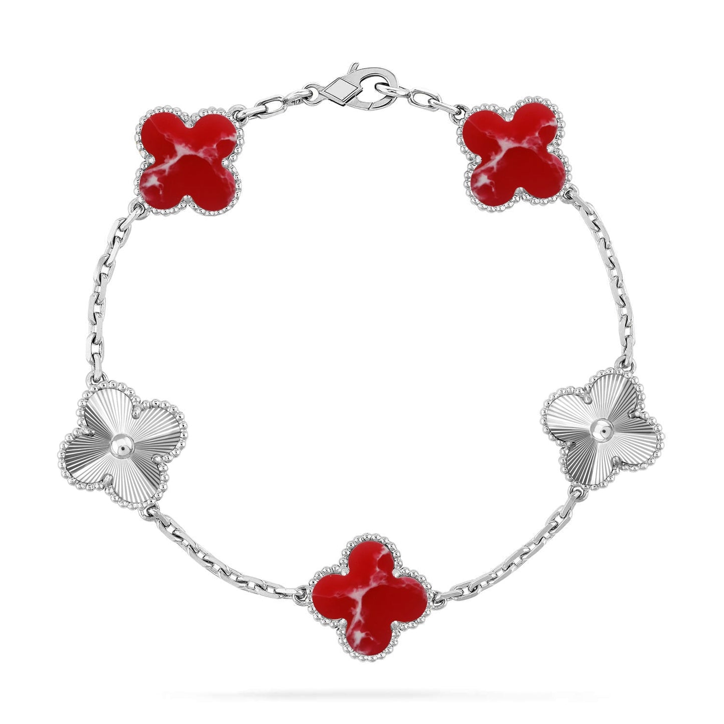 [Elowen Jewels]CLOVER 5 MOTIF RED PATTERN BRACELET COLLECTION