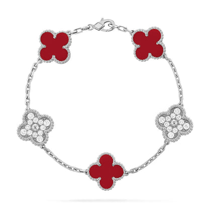 [Elowen Jewels] CLOVER 5 MOTIF RED CORNELIAN BRACELET COLLECTION