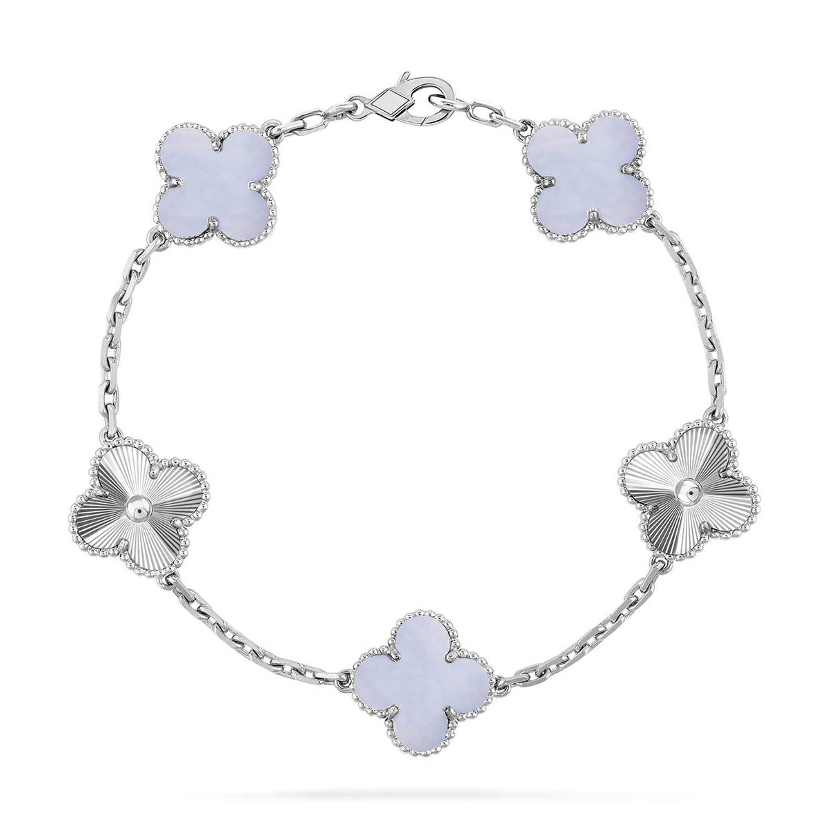 [Elowen Jewels] CLOVER 5 MOTIF PURPLE CHALCEDONY BRACELET COLLECTION