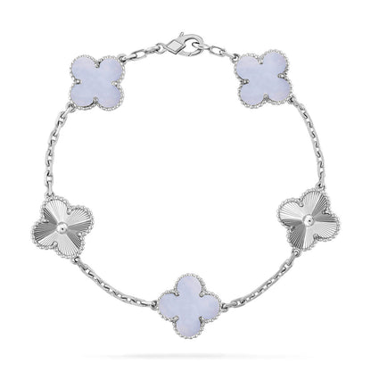[Elowen Jewels] CLOVER 5 MOTIF PURPLE CHALCEDONY BRACELET COLLECTION