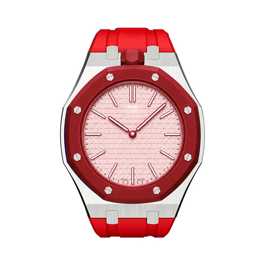 Oak Pop Orange-Red Steel Silicone Strap