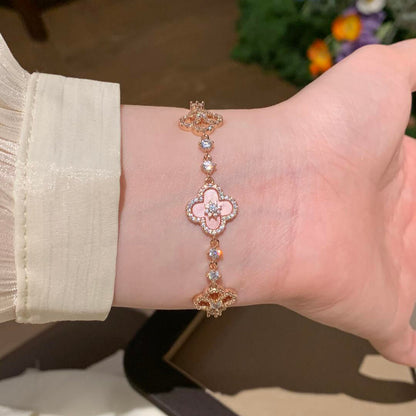 [Elowen Jewels]CLOVER 5 MOTIF PINK BLUE RED WHITE BRACELET