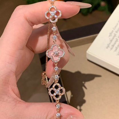 [Elowen Jewels]CLOVER 5 MOTIF PINK BLUE RED WHITE BRACELET