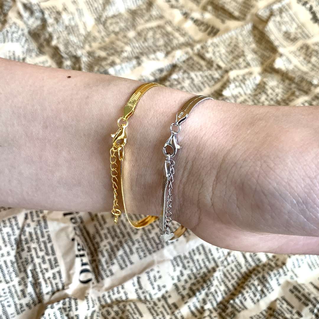 [Elowen Jewels]Flat Snake Bone Chain Blade Necklace