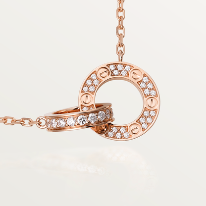 [Elowen Jewels]LOVE 7.6MM NECKLACE ROSE GOLD AND SILVER  FULL DIAMOND