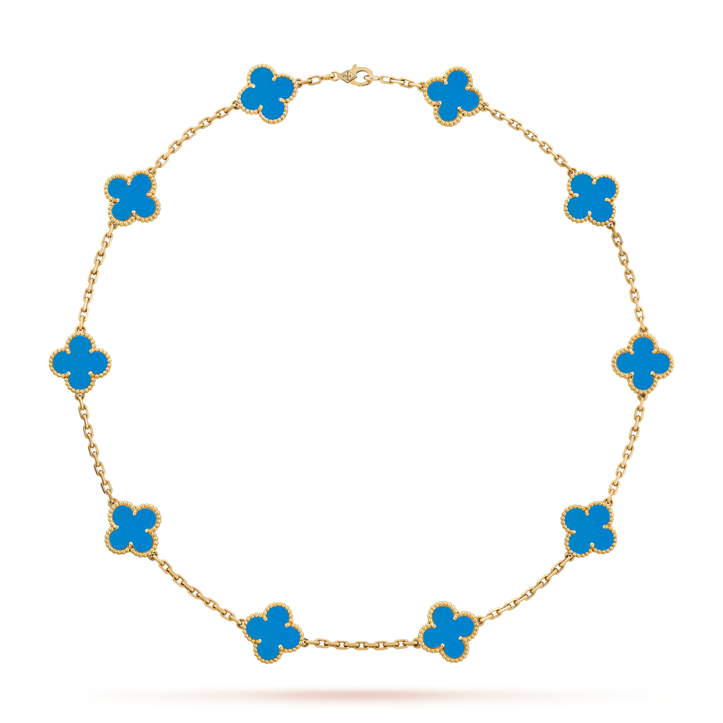 [Elowen Jewels]CLOVER 10 MOTIFS BLUE AGATE NECKLACE