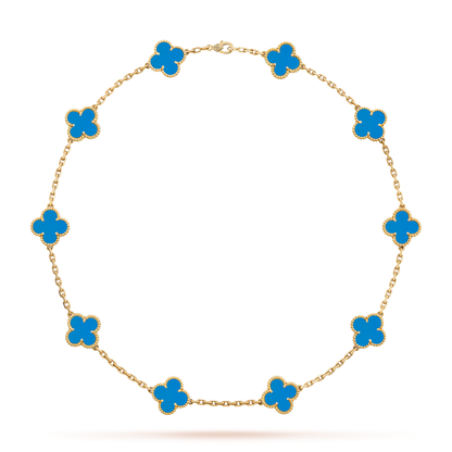 [Elowen Jewels]CLOVER 10 MOTIFS BLUE AGATE NECKLACE