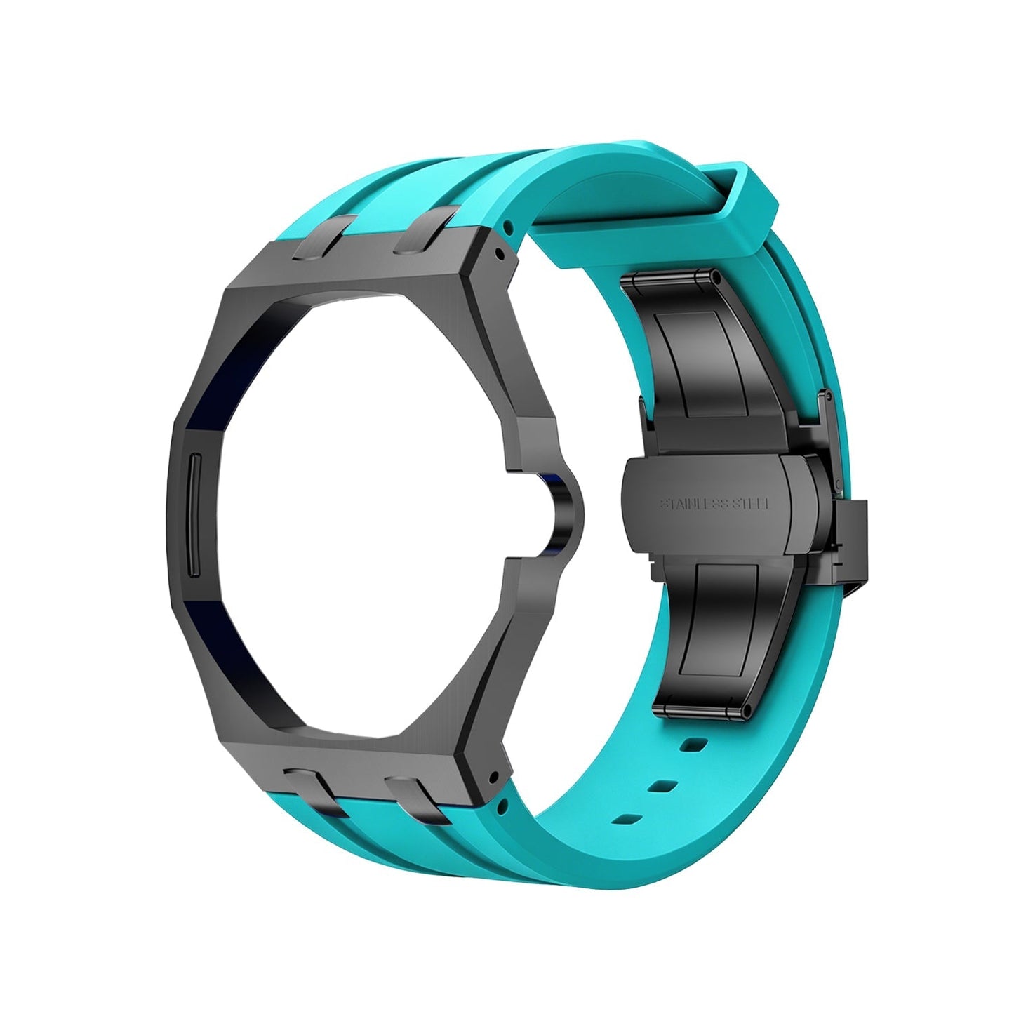 Oak Pop Black Steel  Silicone Strap