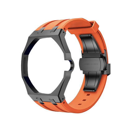 Oak Pop Black Steel  Silicone Strap