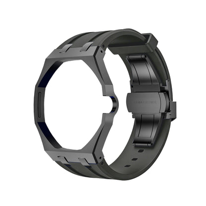 Oak Pop Black Steel  Silicone Strap