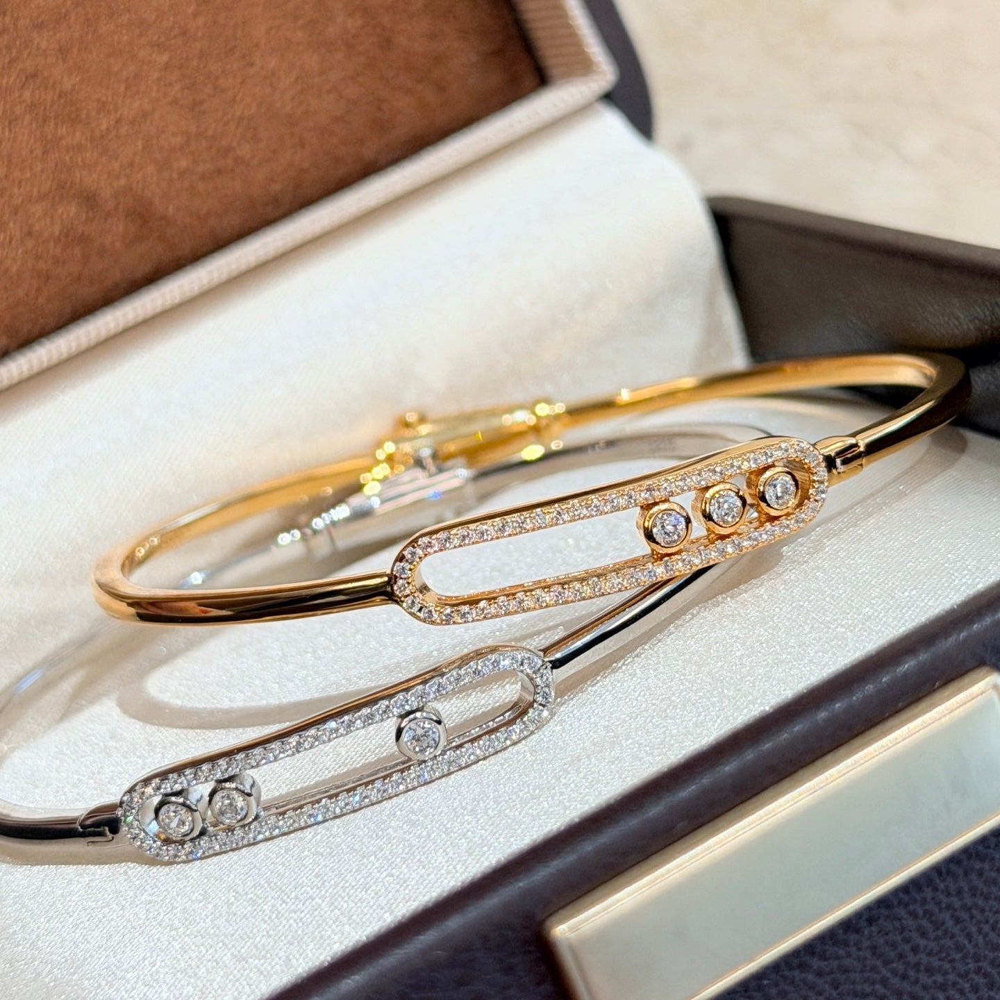 [Elowen Jewelry]Move Pavé Diamond Bangle Bracelet M