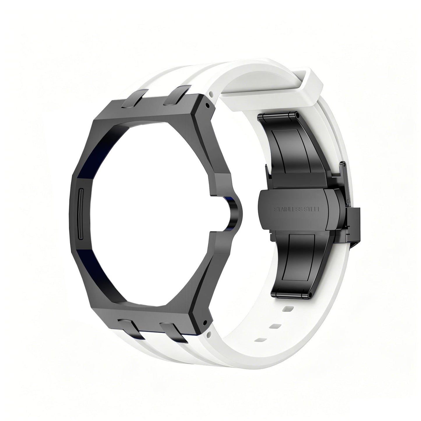 Oak Pop Black Steel  Silicone Strap
