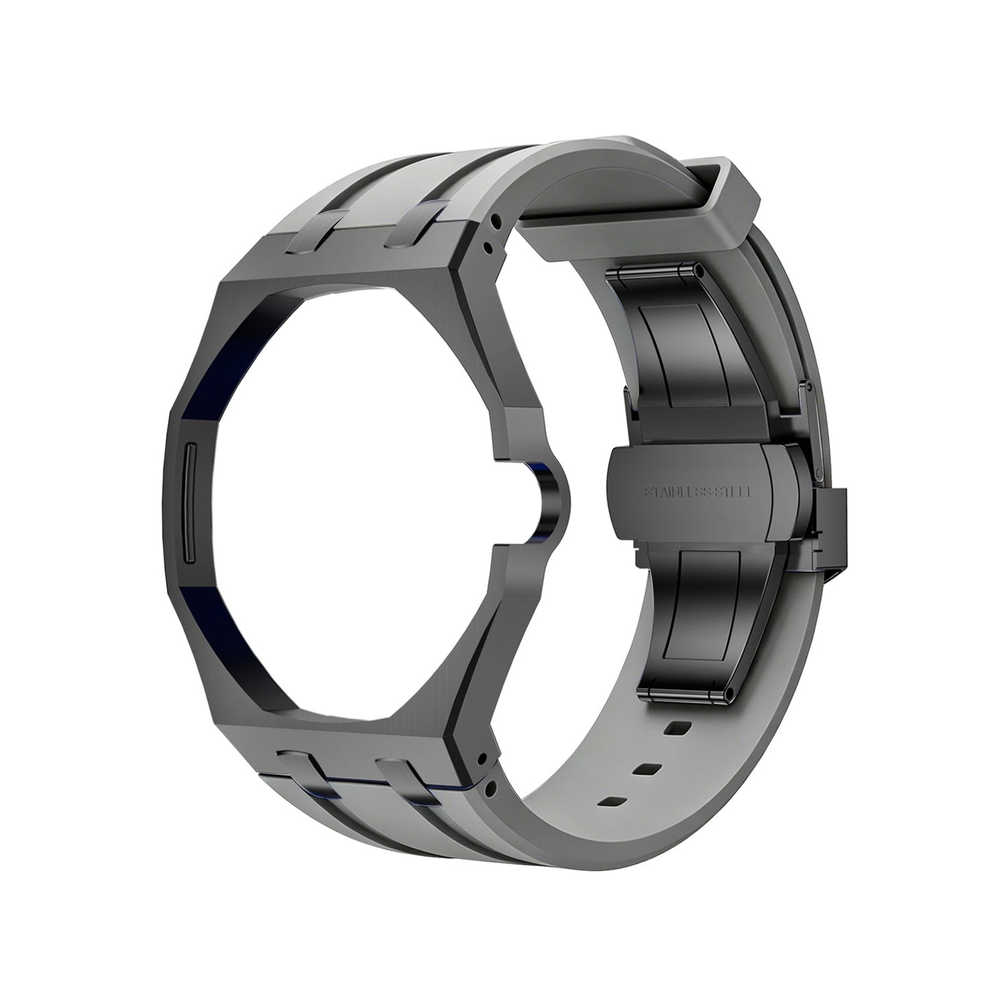 Oak Pop Black Steel  Silicone Strap