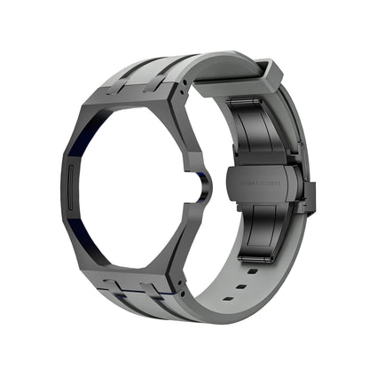 Oak Pop Black Steel  Silicone Strap