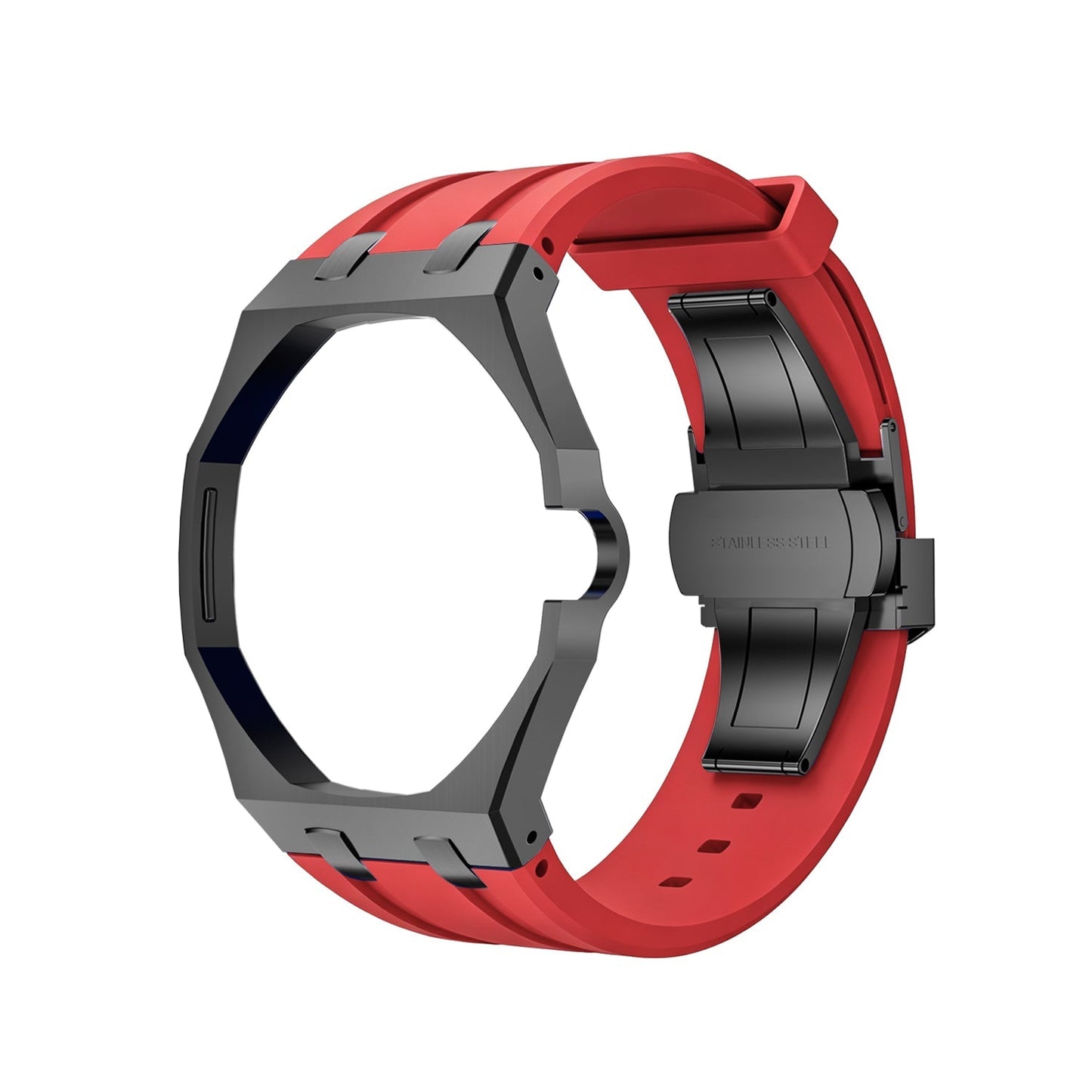 Oak Pop Black Steel  Silicone Strap