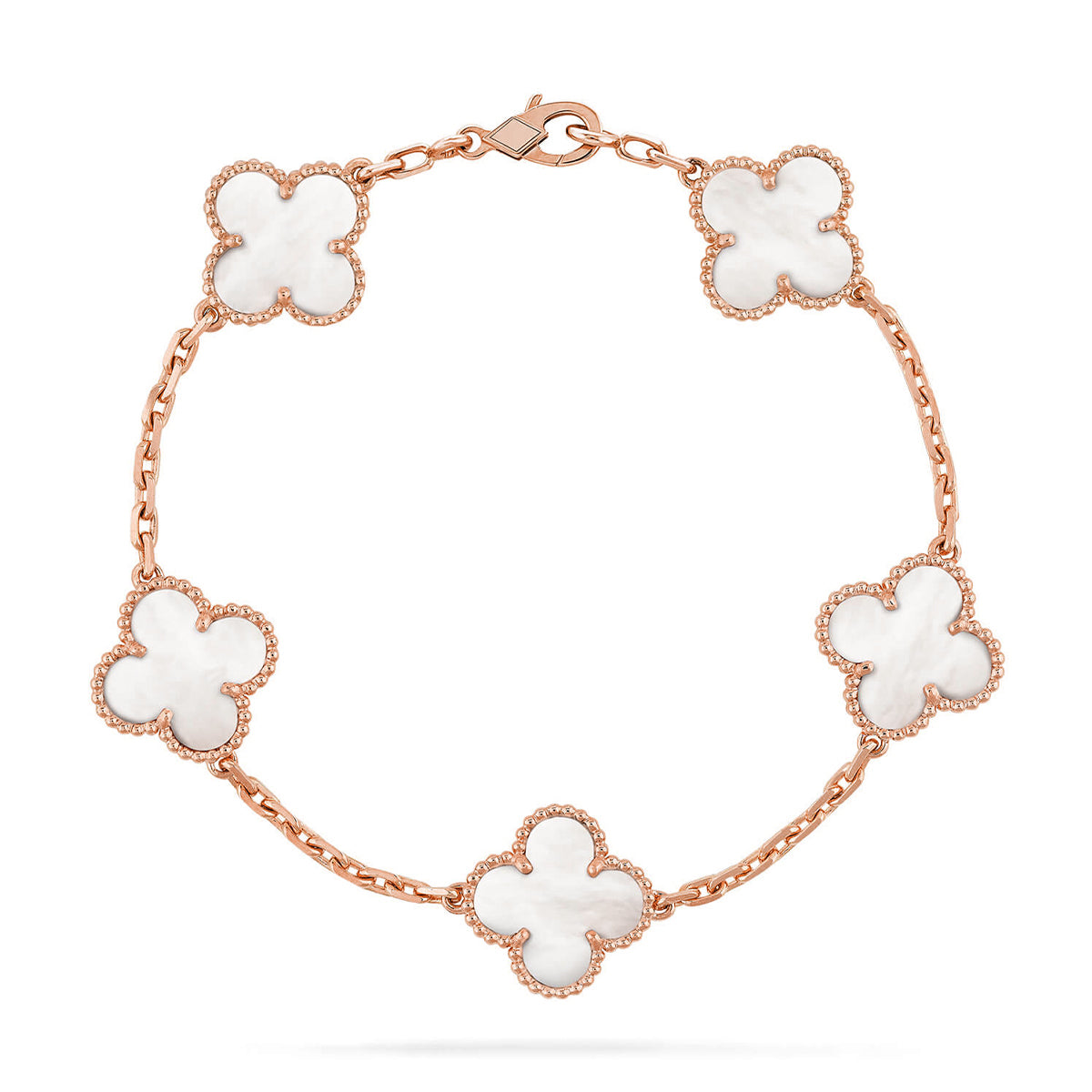[Elowen Jewels]CLOVER WHITE PEARL MOP 5 MOTIF BRACELET COLLECTION