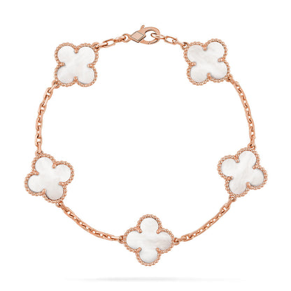 [Elowen Jewels]CLOVER WHITE PEARL MOP 5 MOTIF BRACELET COLLECTION