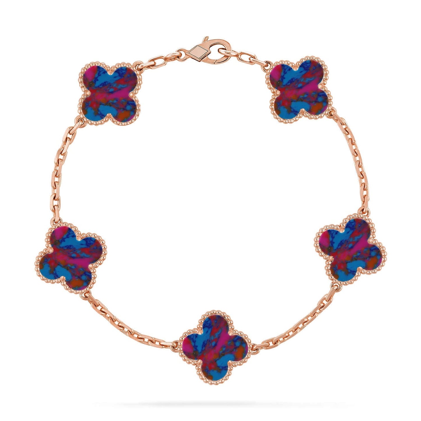 [Elowen Jewels]CLOVER 5 MOTIF COLOR GEMSTONES BRACELET COLLECTION