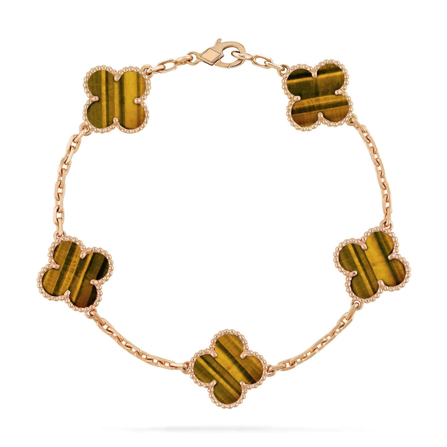 [Elowen Jewels] CLOVER 5 MOTIFS TIGER EYE BRACELET COLLECTION