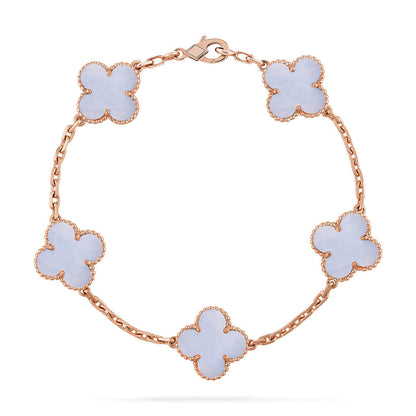 [Elowen Jewels] CLOVER 5 MOTIF PURPLE CHALCEDONY BRACELET COLLECTION