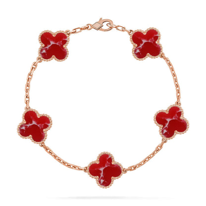 [Elowen Jewels]CLOVER 5 MOTIF RED PATTERN BRACELET COLLECTION
