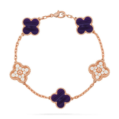 [Elowen Jewels]CLOVER 5 MOTIF PURPLE STRIPES BRACELET COLLECTION