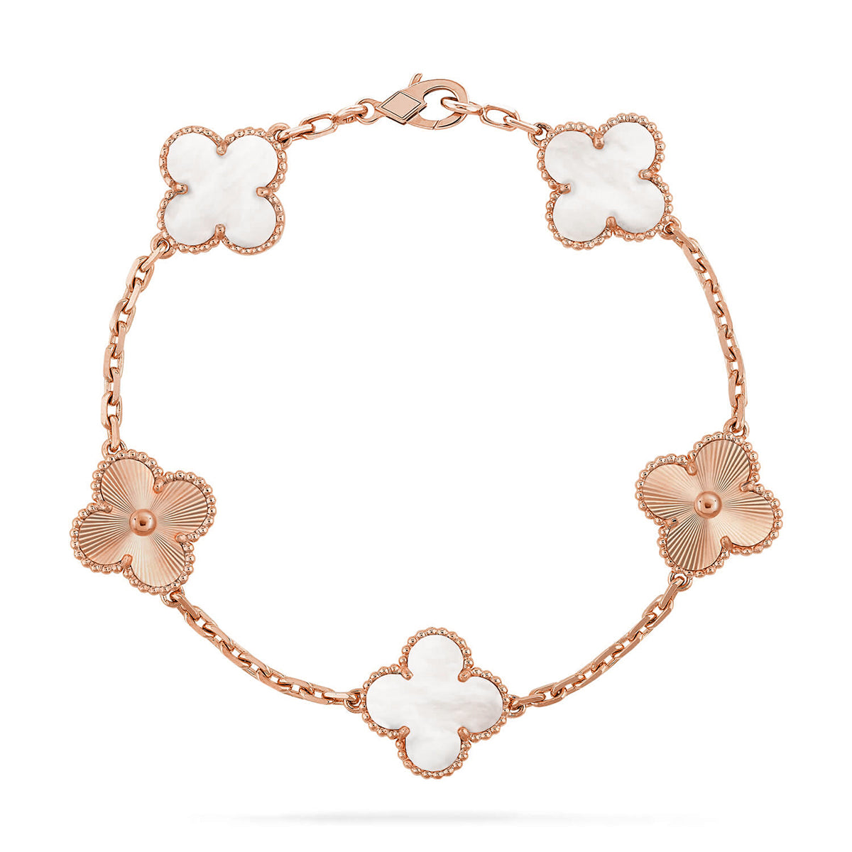 [Elowen Jewels]CLOVER WHITE PEARL MOP 5 MOTIF BRACELET COLLECTION