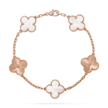 [Elowen Jewels]CLOVER WHITE PEARL MOP 5 MOTIF BRACELET COLLECTION