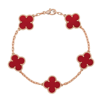 [Elowen Jewels] CLOVER 5 MOTIF RED CORNELIAN BRACELET COLLECTION