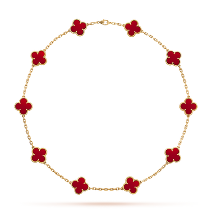 [Elowen Jewels]CLOVER 10 MOTIFS CARNELIAN NECKLACE