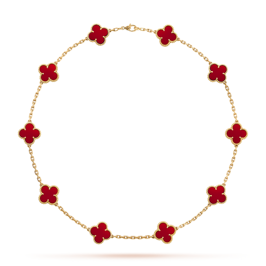 [Elowen Jewels]CLOVER 10 MOTIFS CARNELIAN NECKLACE