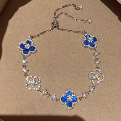 [Elowen Jewels]CLOVER 5 MOTIF PINK BLUE RED WHITE BRACELET