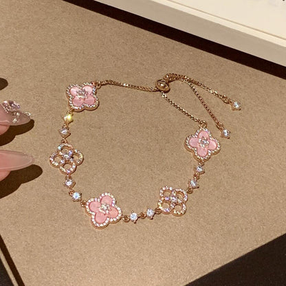 [Elowen Jewels]CLOVER 5 MOTIF PINK BLUE RED WHITE BRACELET