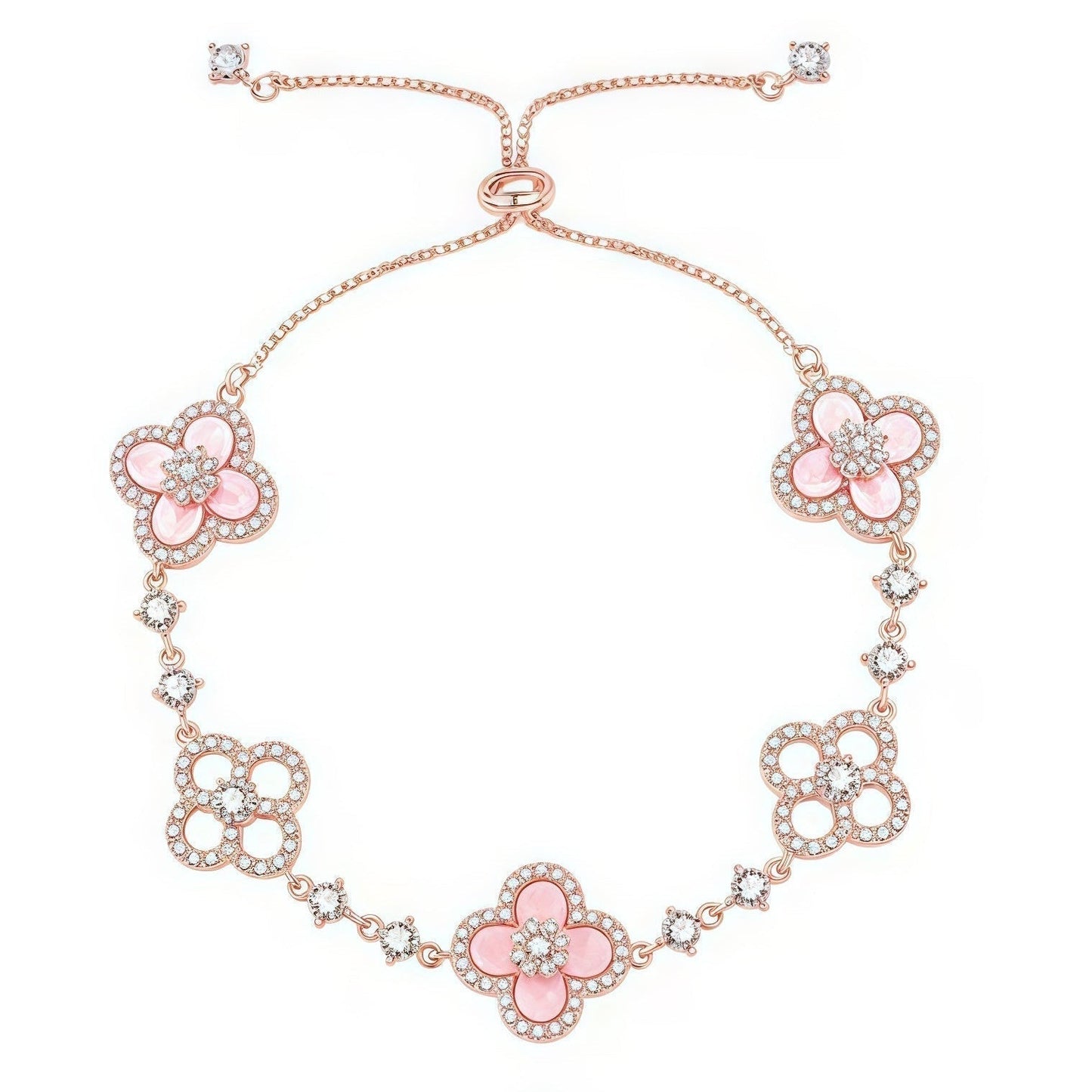 [Elowen Jewels]CLOVER 5 MOTIF PINK BLUE RED WHITE BRACELET