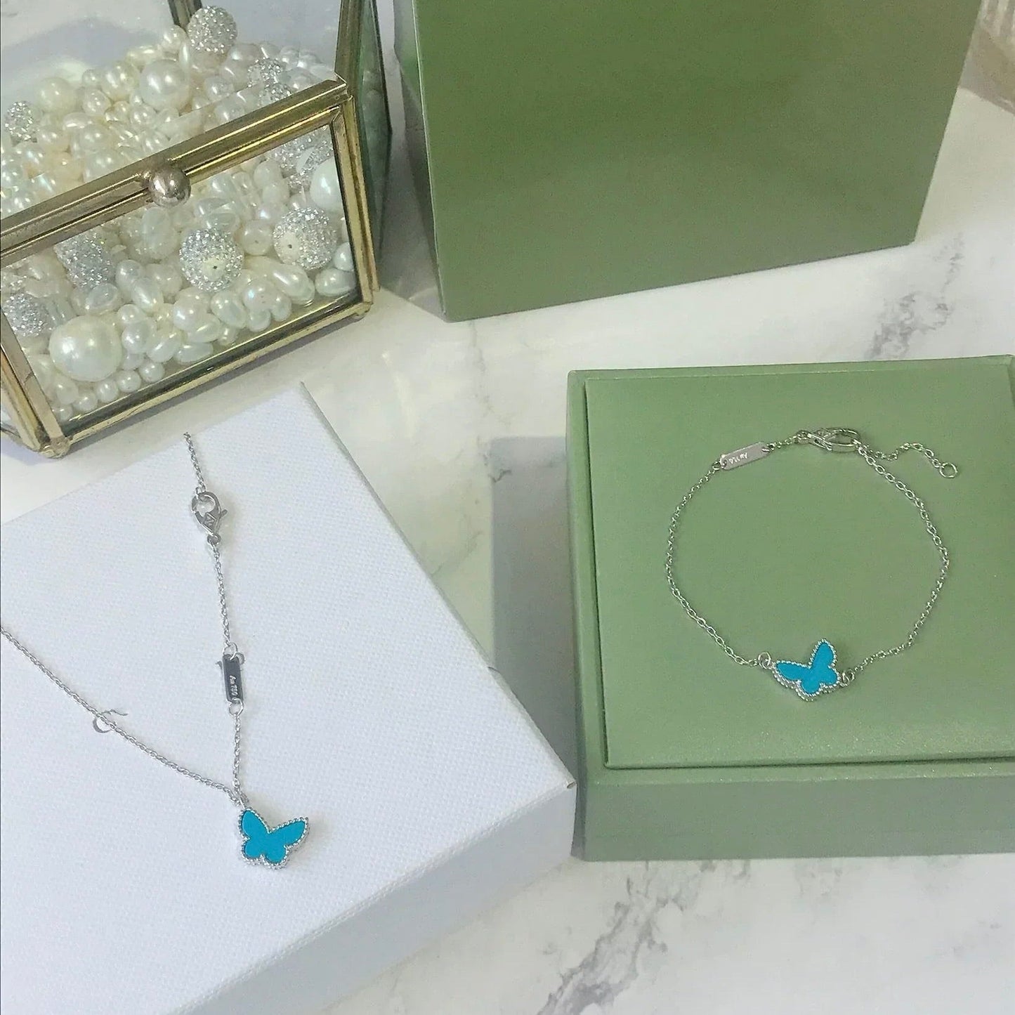 [Elowen Jewels]BUTTERFLY TURQUOISE BUTTERFLY BRACELET SILVER
