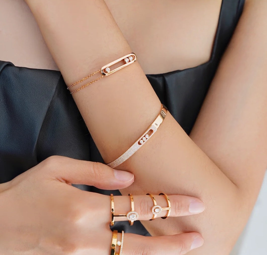 [Elowen Jewelry]Move Noa Rose Gold Pavé Diamond Bangle Bracelet